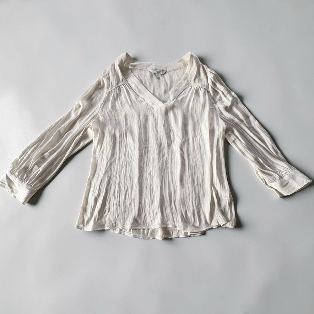 LIVERPOOL V-Neck Popover Blouse Ivory Chiffon Lightweight Piratecore Flowy Sz S - Picture 5 of 9